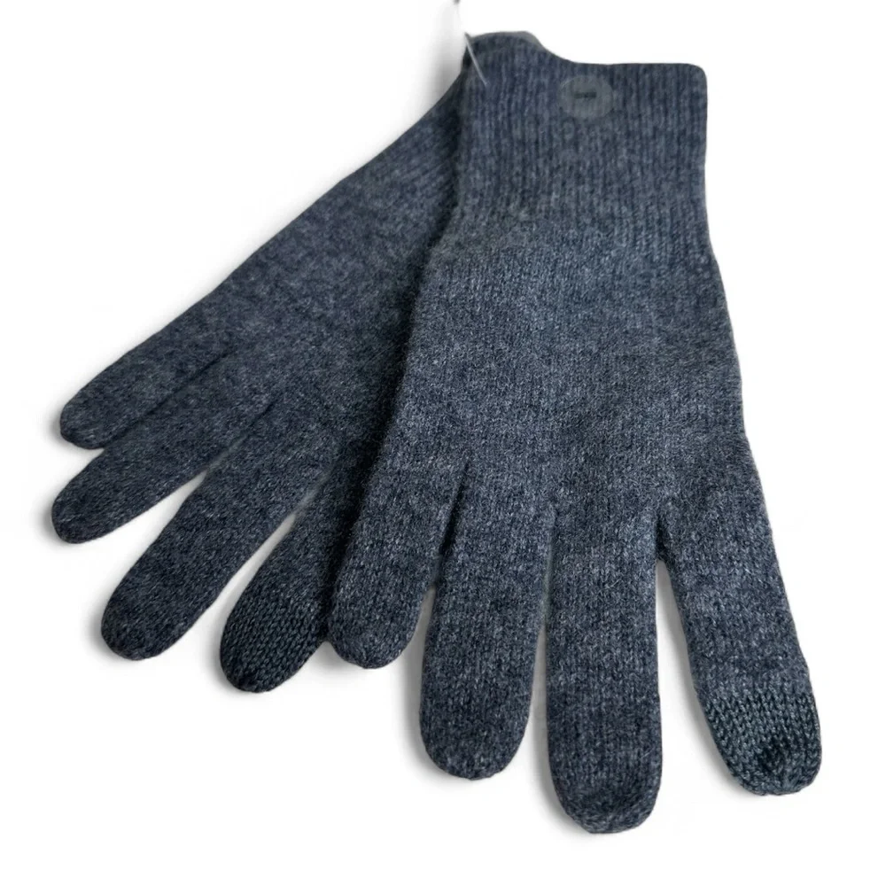 Nordstrom Rack Women’s 100% Cashmere Gloves NWT One Size Tech Touch Dark Gray